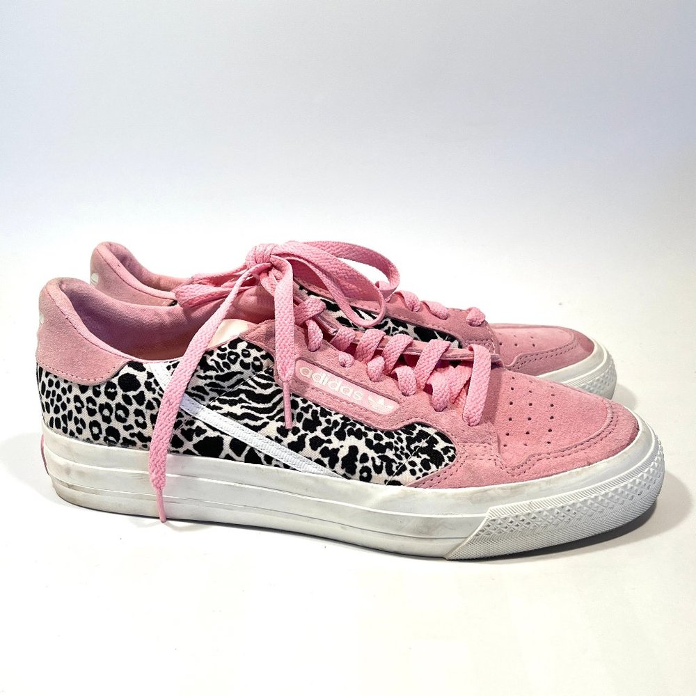 adidas Continental Vulc Womens Leopard-Print Low-Top Sneakers 9.5